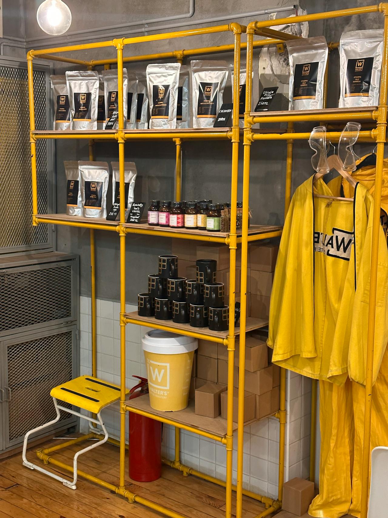 shelves with products during a pop-up